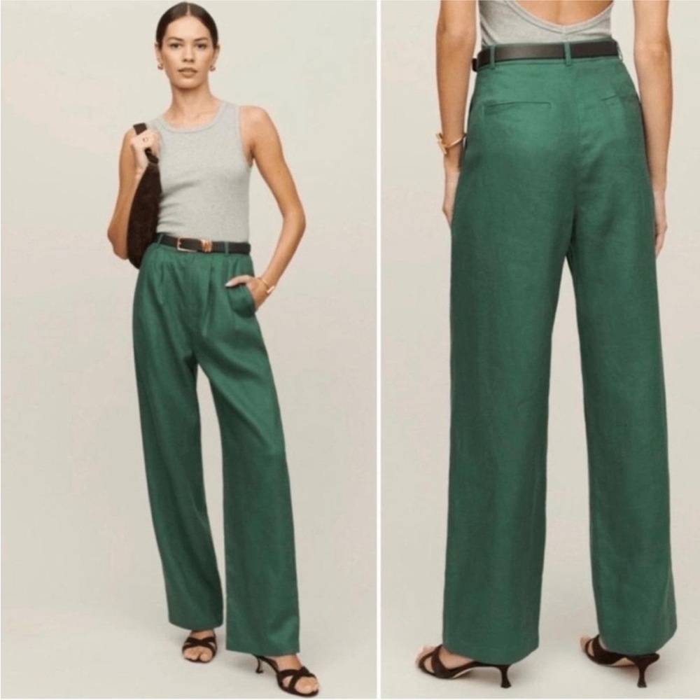 Reformation Emerald Green Straight-Leg Pants
